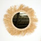 Miroir en raphia à franges