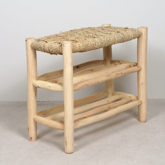 Banc en bois avec double rangement 60cm