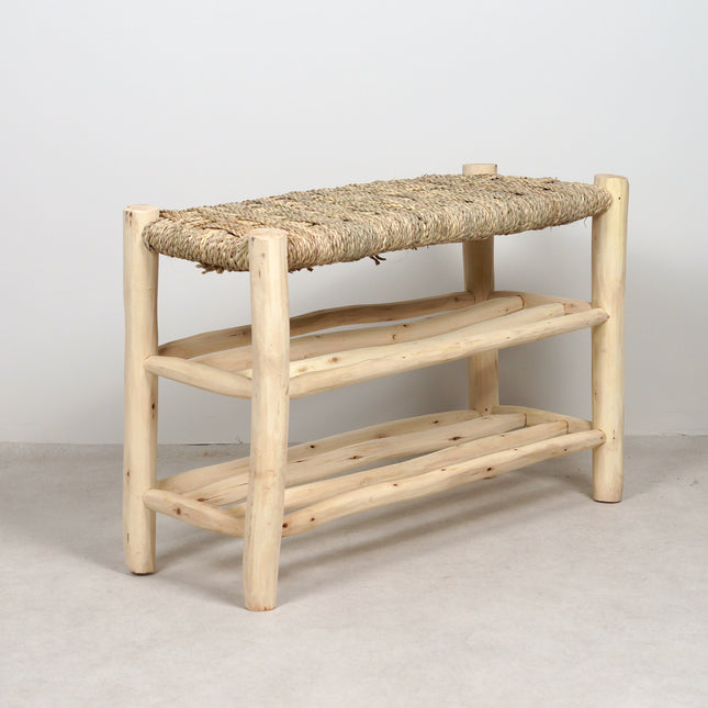 Banc en bois avec double rangement 80cm