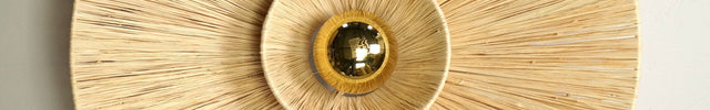 Applique murale ronde en raphia