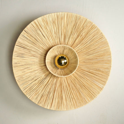 Applique murale ronde en raphia