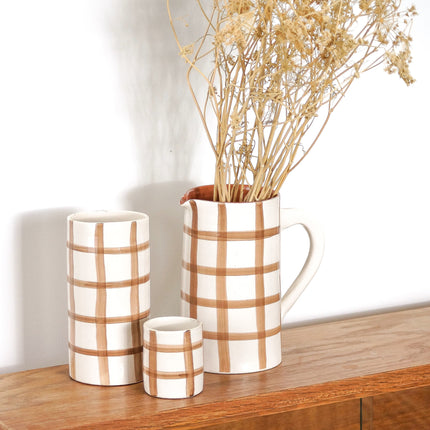 Pots décoratifs en terre cuite - Motif vichy