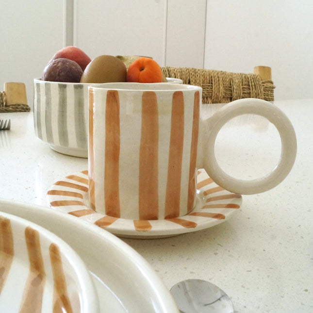 Ensemble tasse et sous tasse à rayures - RAVAYA