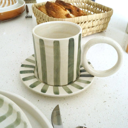 Ensemble tasse et sous tasse à rayures - RAVAYA