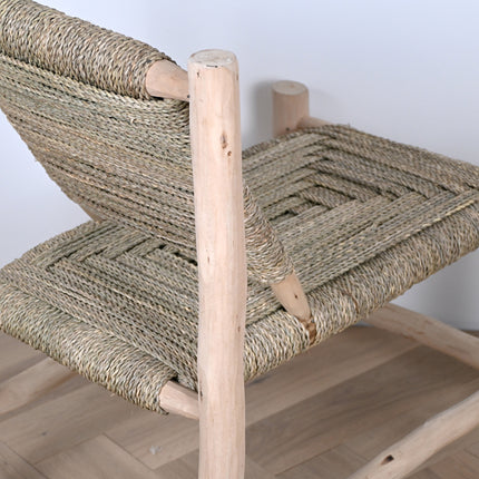 Fauteuil en bois incliné - Assise corde
