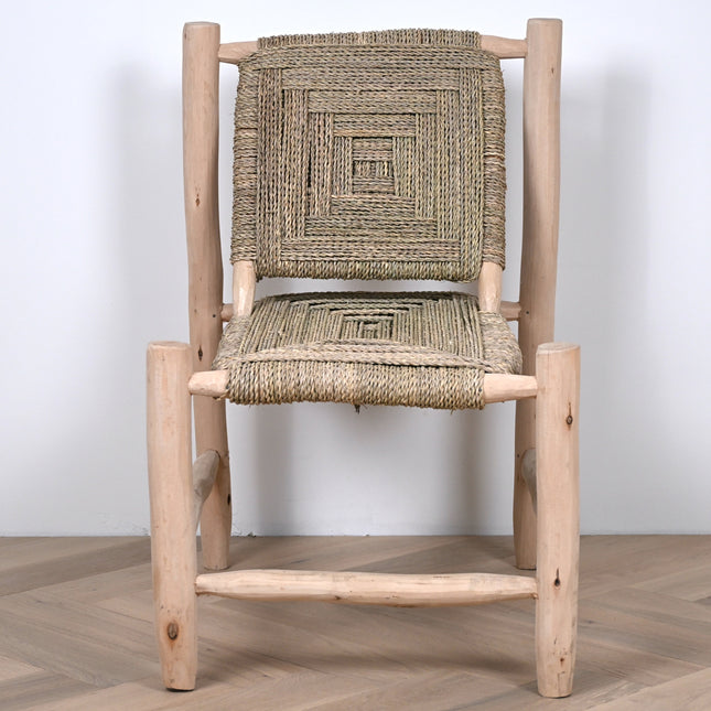 Fauteuil en bois incliné - Assise corde