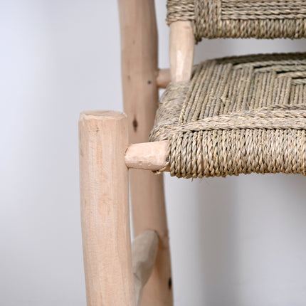 Fauteuil en bois incliné - Assise corde