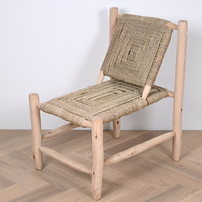 Fauteuil en bois incliné - Assise corde