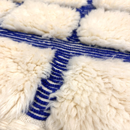 Tapis Béni Ouarain 144 x 250cm - Géométrique bleu Majorelle