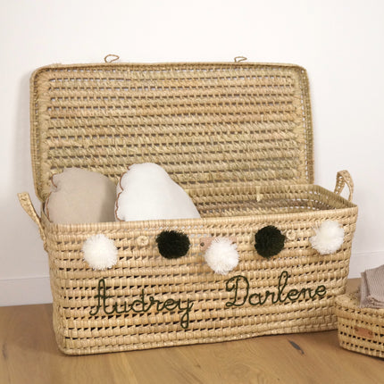 Coffre à jouets en osier 80cm Personnalisable