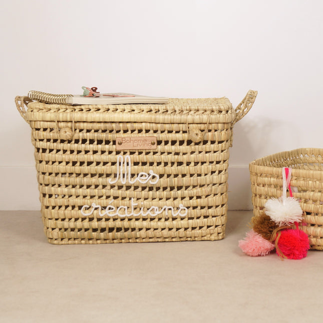 Malle de rangement en feuilles de palmier 45cm - Personnalisable