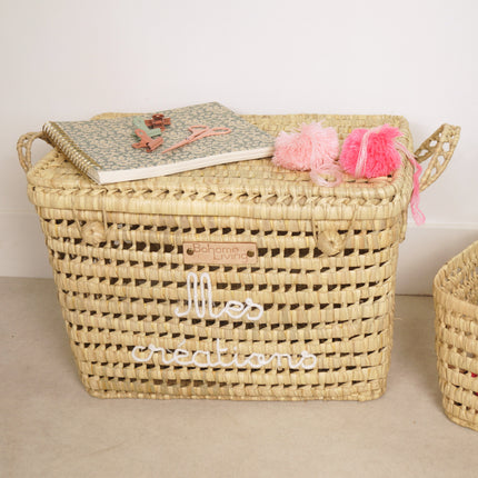 Malle de rangement en feuilles de palmier 45cm - Personnalisable