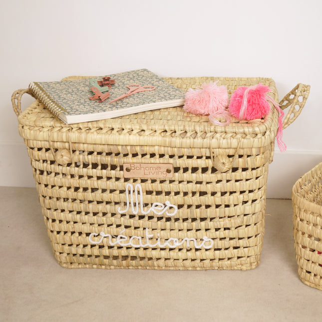 Malle de rangement en feuilles de palmier 45cm - Personnalisable
