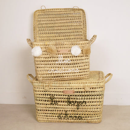 Malle de rangement en feuilles de palmier 45cm - Personnalisable