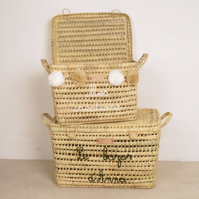 Malle de rangement en feuilles de palmier 45cm - Personnalisable