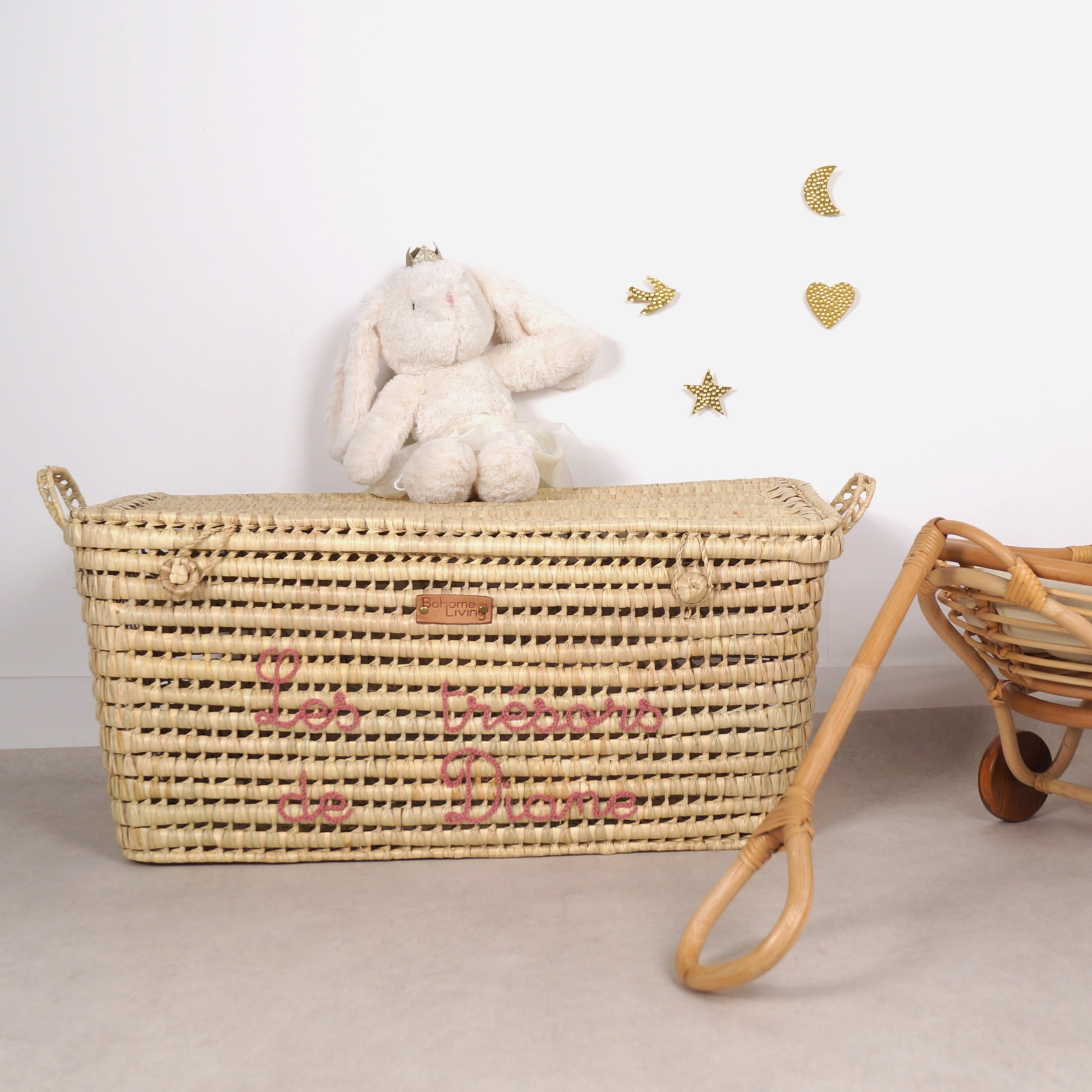 Coffre à jouets en osier 80cm Personnalisable