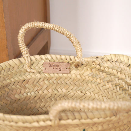 Petit panier en feuilles de palmier - CERISE