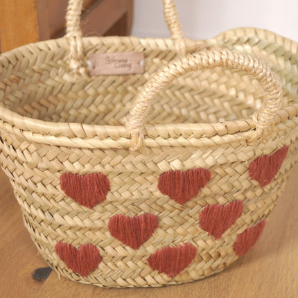 Petit panier en feuilles de palmier - COEUR