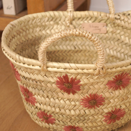 Petit panier en feuilles de palmier - FLEUR