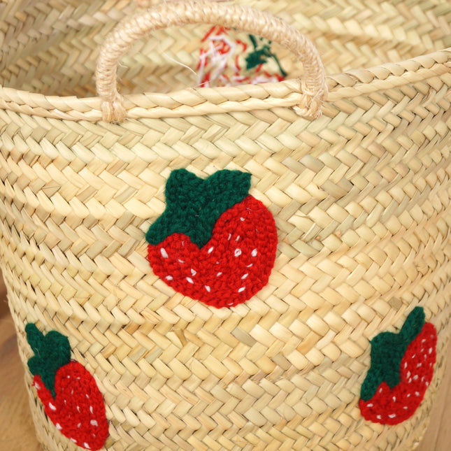 Panier en feuilles de palmier - FRAISE
