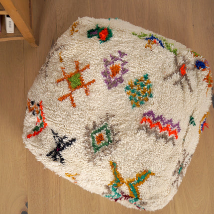Pouf Azilal - Symboles berbères multicolores