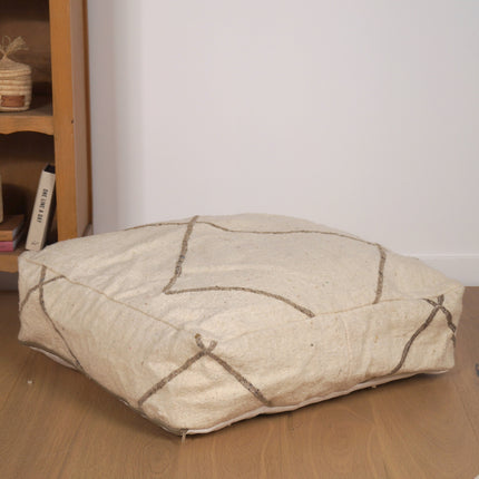 Pouf berbère Kilim - Géométrique beige