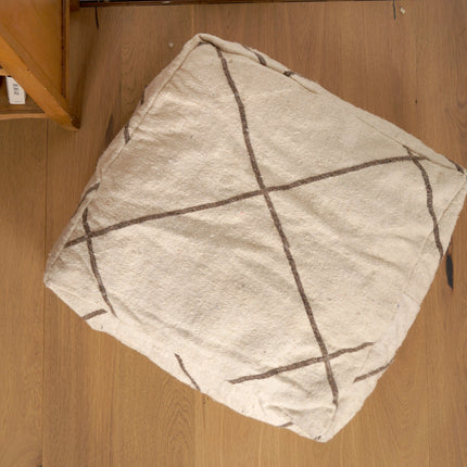 Pouf marocain Kilim - Géométrique grège