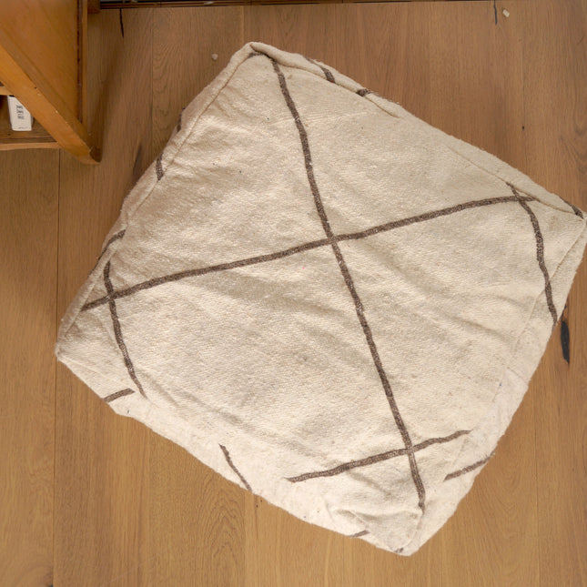 Pouf marocain Kilim - Géométrique grège