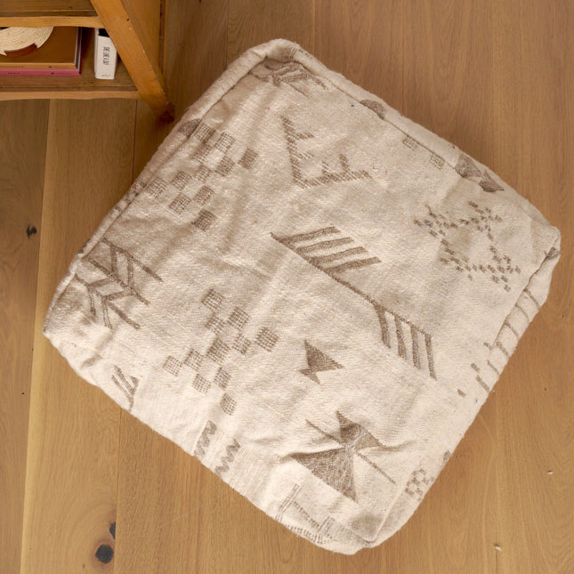 Pouf Kilim - Symboles berbères beige