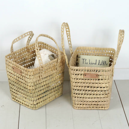 Panier de rangement en osier avec anses
