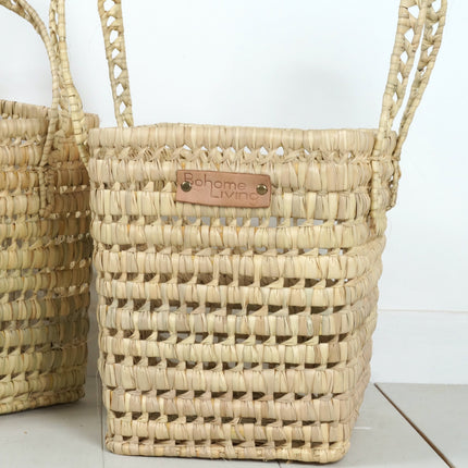 Panier de rangement en osier avec anses