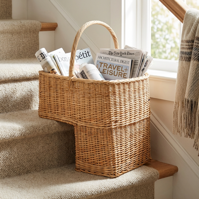 Panier d'escalier en rotin