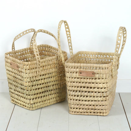 Panier de rangement en osier avec anses