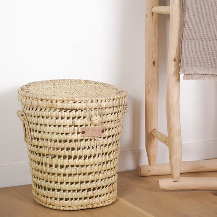 Petit panier à linge en feuilles de palmier - Rond