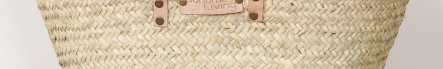 Panier cabas en paille et anses cuir