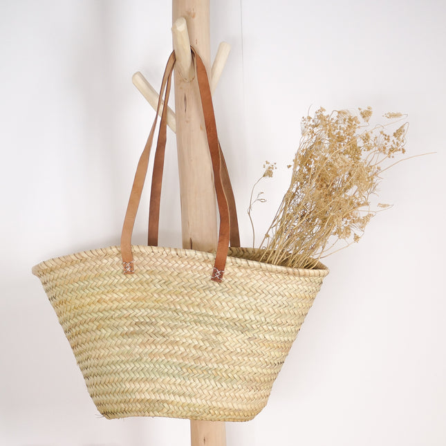 Panier cabas anses cuir cousues - TANNIA