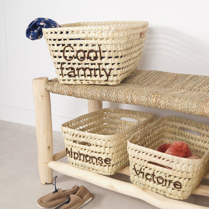 Panier de rangement en feuilles de palmier - Personnalisable