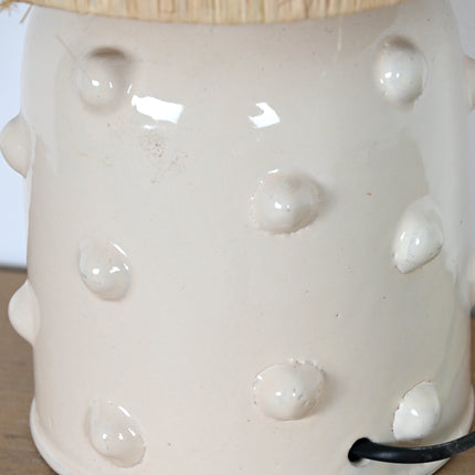 Pied de lampe en tadelakt beige - Picots