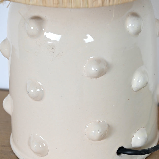 Pied de lampe en tadelakt beige - Picots