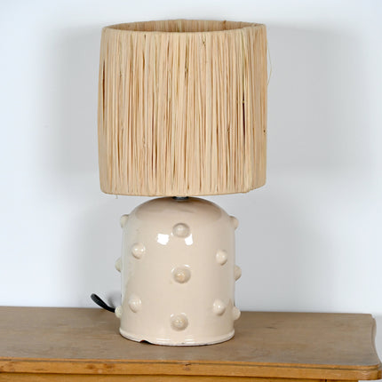 Pied de lampe en tadelakt beige - Picots