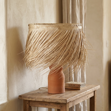 Abat jour de lampe en paille à franges