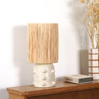 Pied de lampe en tadelakt blanc - Picots