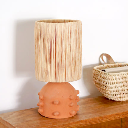 Pied de lampe en terre cuite terracotta - Picots
