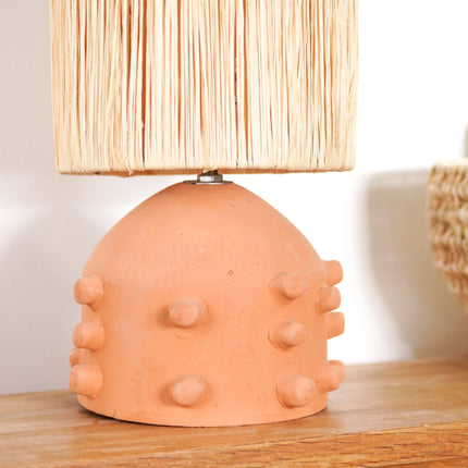 Pied de lampe en terre cuite terracotta - Picots