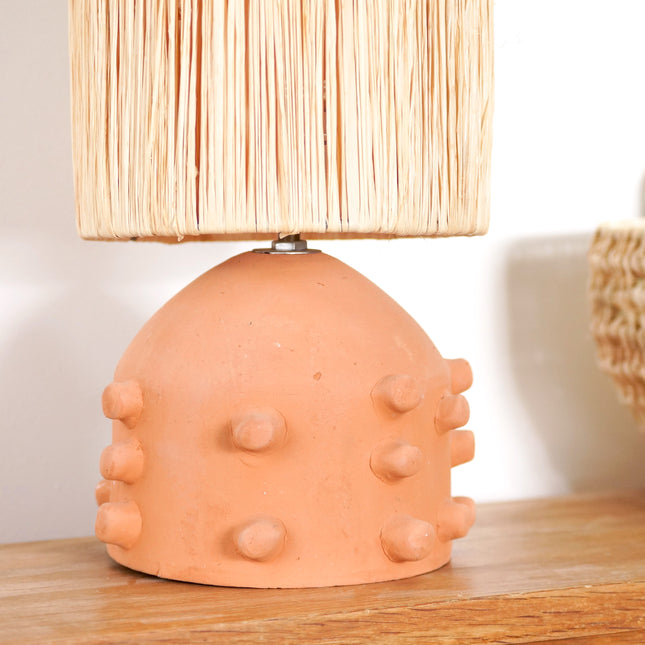 Pied de lampe en terre cuite terracotta - Picots