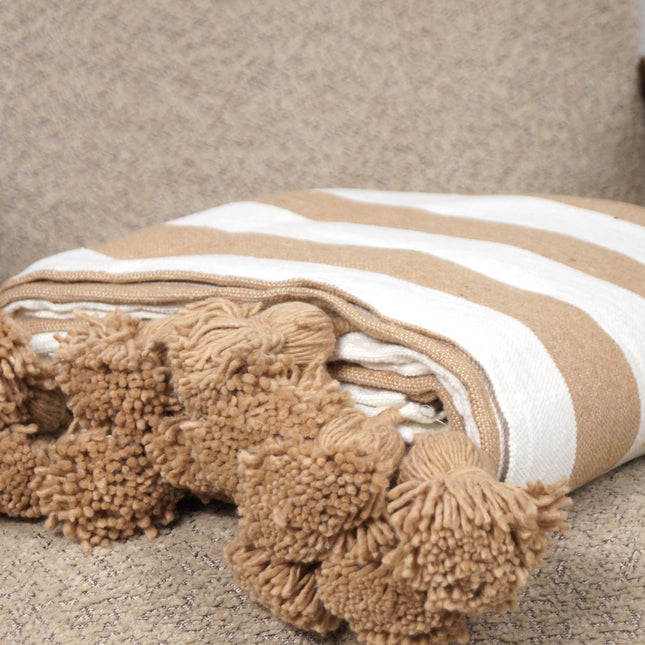 Plaid à rayures blanc et camel