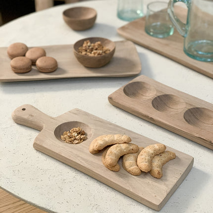 Planche apéritive en bois de noyer - 4 creux
