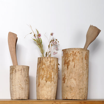 Pot à ustensiles en bois vieilli