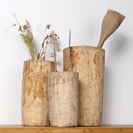 Pot à ustensiles en bois vieilli