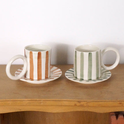 Ensemble tasse et sous tasse à rayures - RAVAYA